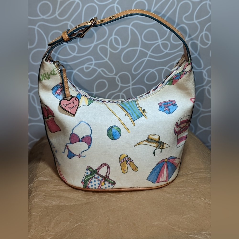 Dooney & Bourke Y2K Beach Small Bucket Bag W/ Rainbow Zipper EUC - Picture 1 of 14